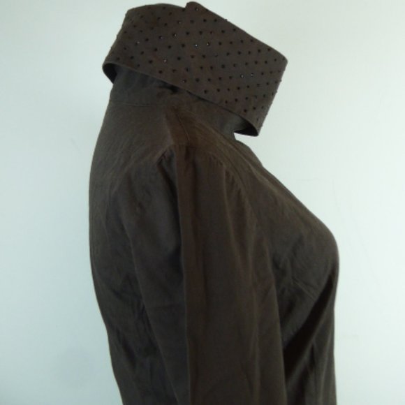 Moschino jeans studded Gray top i42 8 high neck runs small xs - Picture 6 of 9